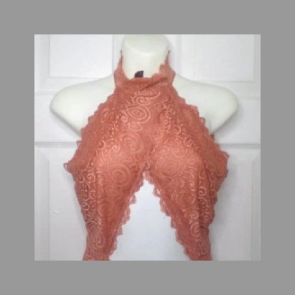 Cherry Mellow Jumpsuit Pink Lace High Neck Size Medium